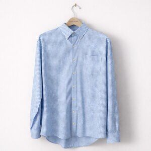 Peter Millar Men’s Button Down Shirt XL Blue & White Gingham Cotton Blend